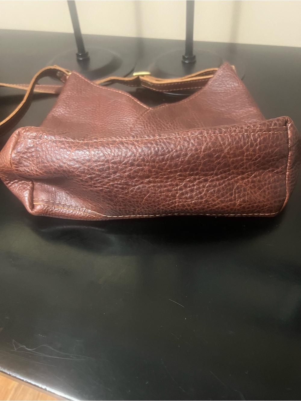 Portland Leather Small Naomi Deep Brown Pebbled Shoulder Bag - Picture 8 of 8